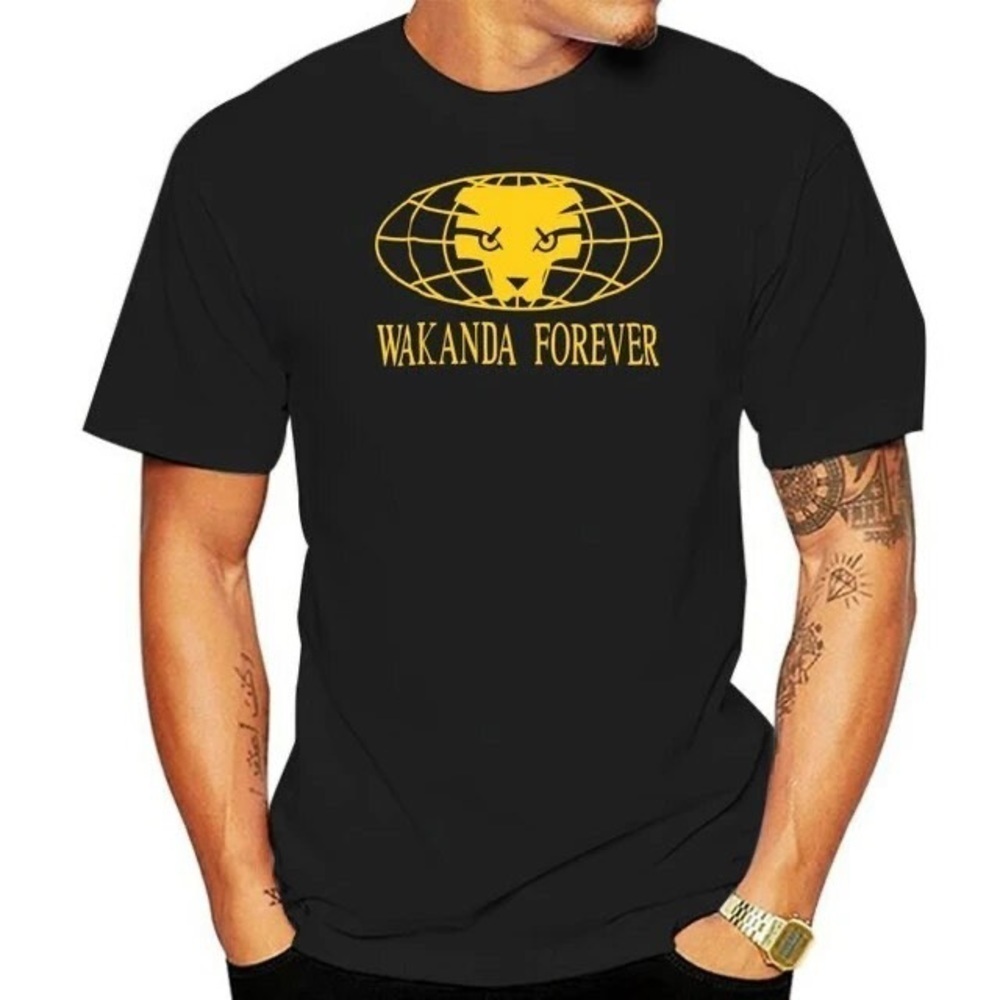 Marvel Black Panther Shirt Black Short Sleeve T-shirt Wu Tang Clan Comics Large